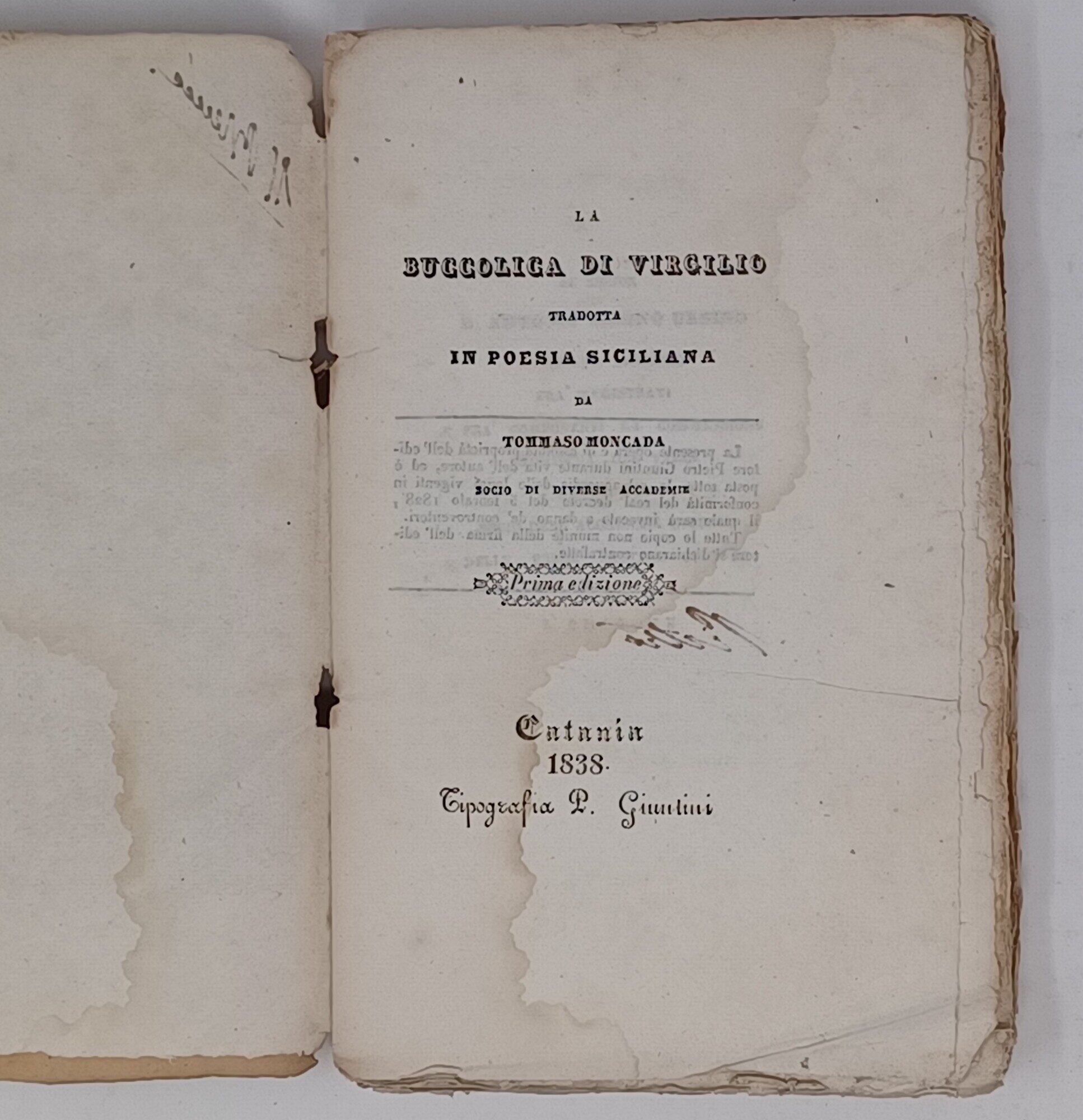 La buccolica di Virgilio - VERSIONE SICILIANA and LATIN (1838)