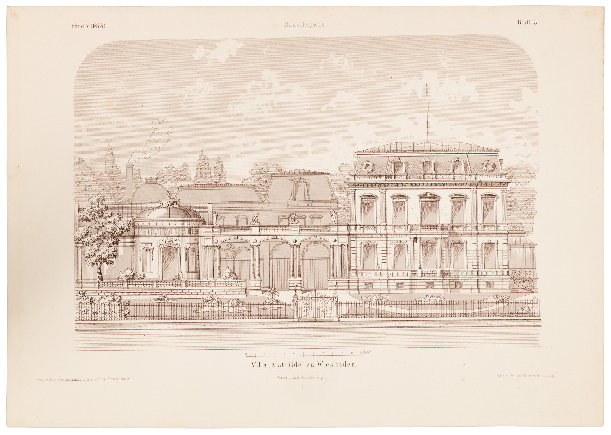 Facaden-Entwrfe neuer Gebude aller Art - Loose leaf collection of numerous facades, with extreme details. (1878)