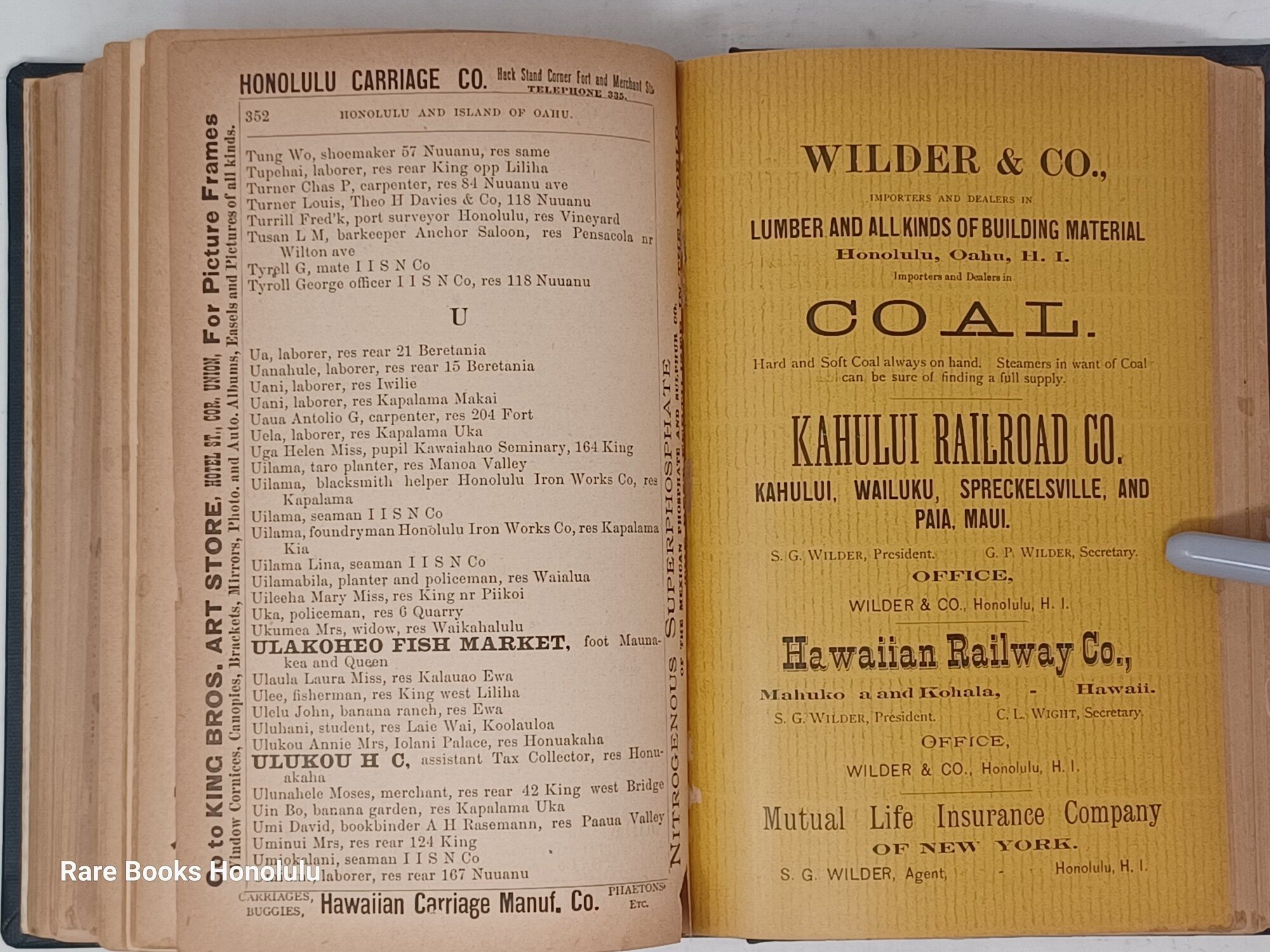 1888 HAWAIIAN DIRECTORY & HANDBOOK OF THE KINGDOM OF HAWAII