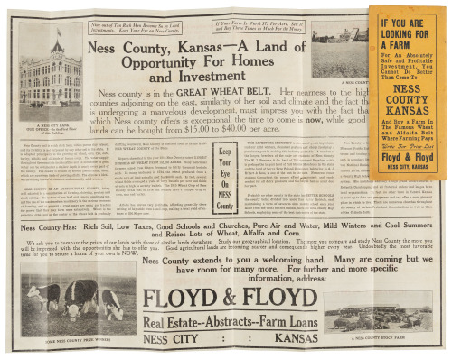 Auto Road Map of Kansas Issued by Floyd & Floyd Real Estate, Abstracts, Farm Loans Ness City, Kansas