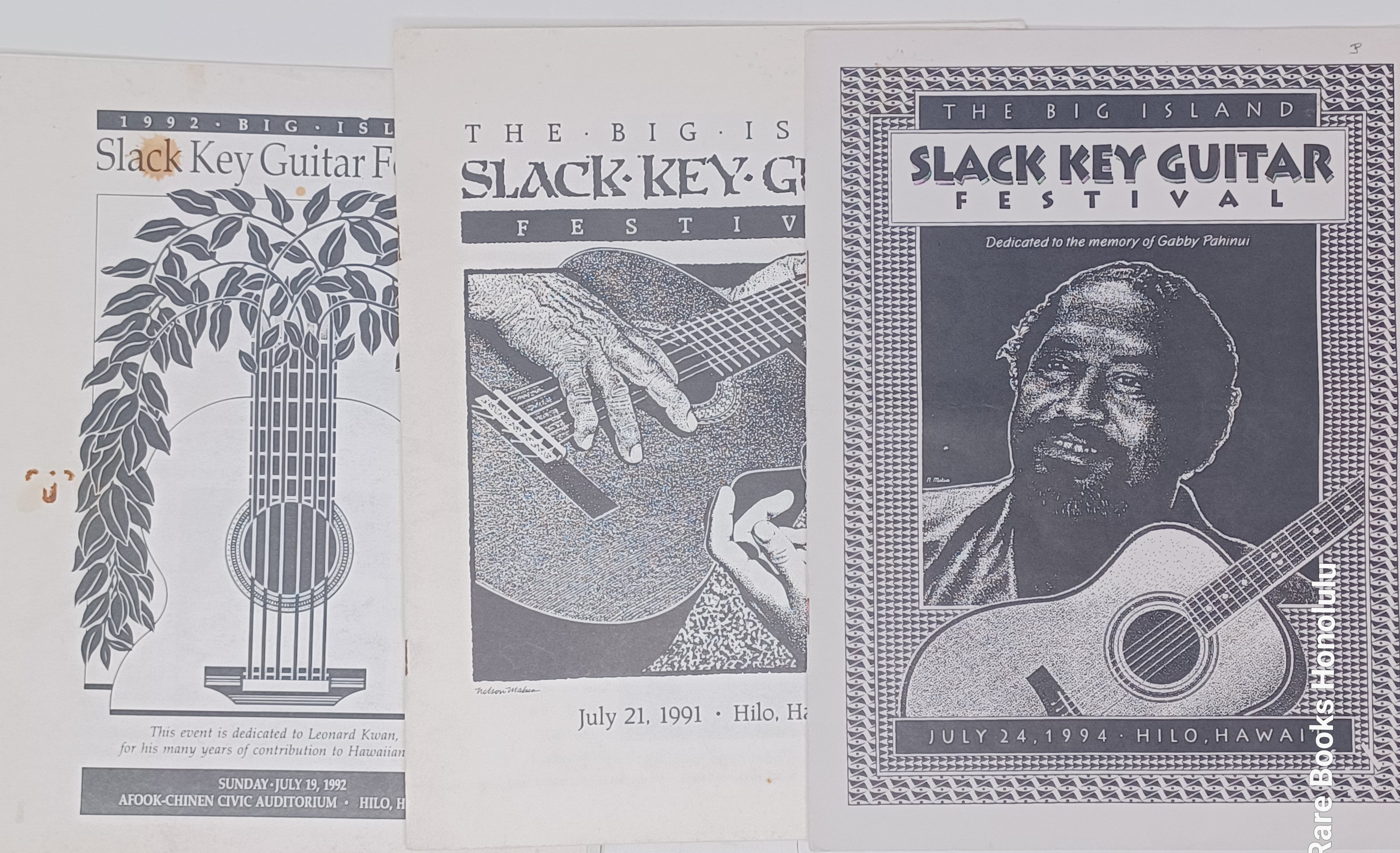 3 x The Big Island Slack Key Festival - 20+ pages Festival Magazines for 1991, 1992, 1994
