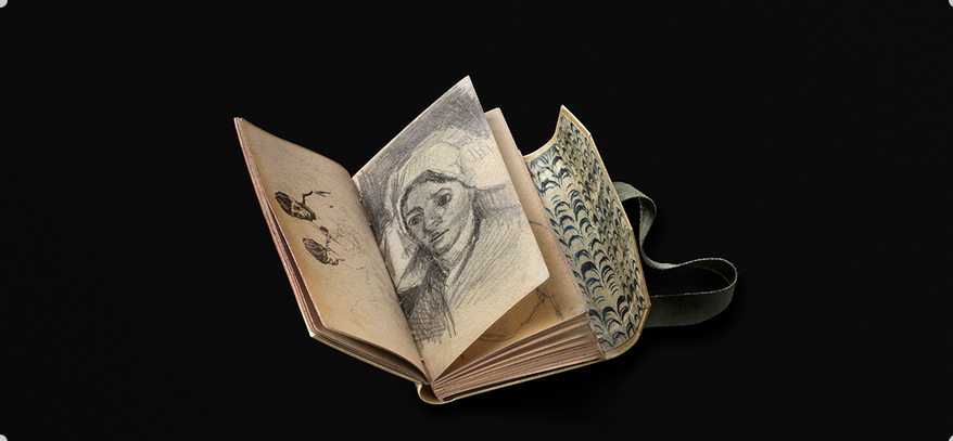 Van Gogh - rare Sketchbooks (Van Gogh's Schetsboeken) in custom walnut wood cabinet publ. by Van Gogh Museum (2018)