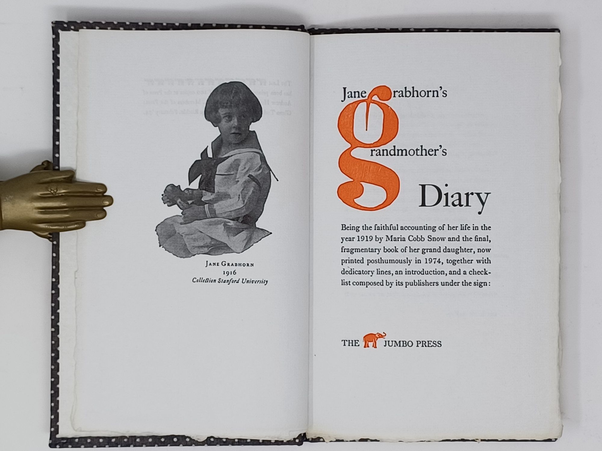 The Last Stand -- Jane Grabhorn's Grandmother's Diary, Being the Faithful Accounting of her Life in the Year 1919 (1974)