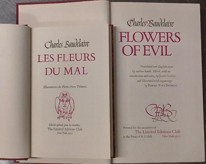 Image for THE FLOWERS OF EVIL with: LES FLEURS DU MAL - Baudelaire, - 2 volumes, Limited Editions Club